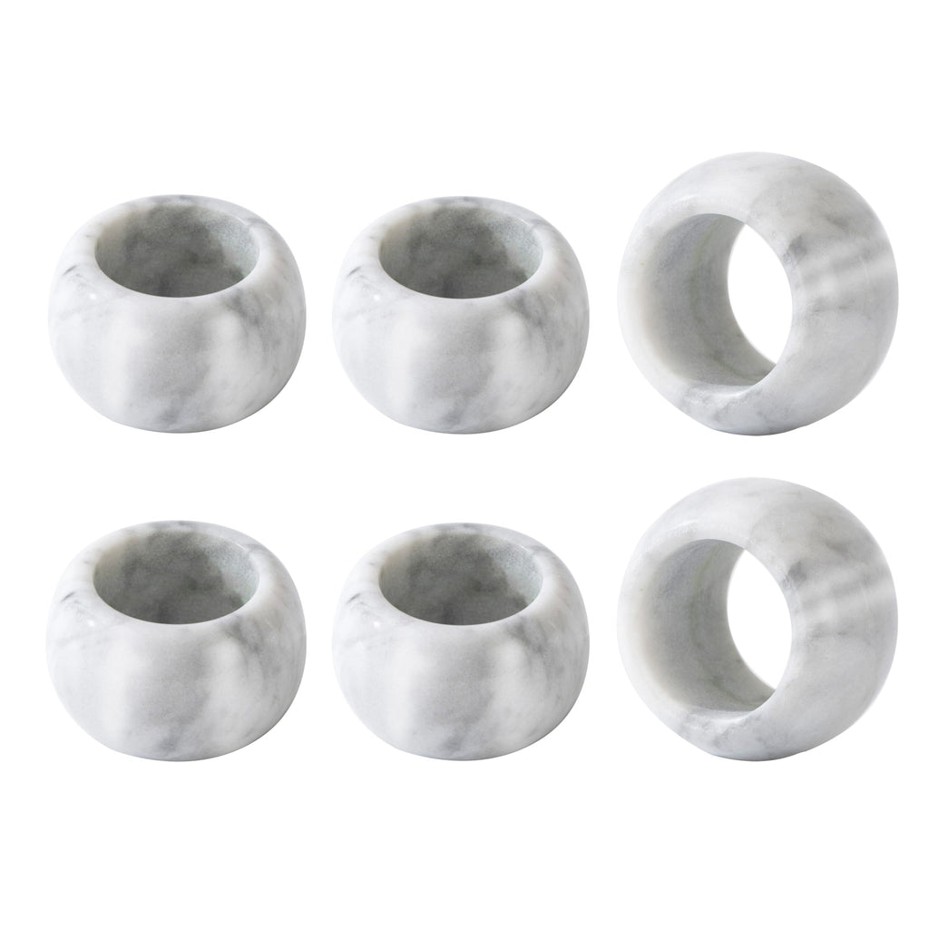 Marble Napkin Rings Set of 6 Decorative Modern Napkin Rings Holder for Kitchen Dining Table Countertops Cute Home Kitchen Decor Rings Uniquely Displays (White&Grey)