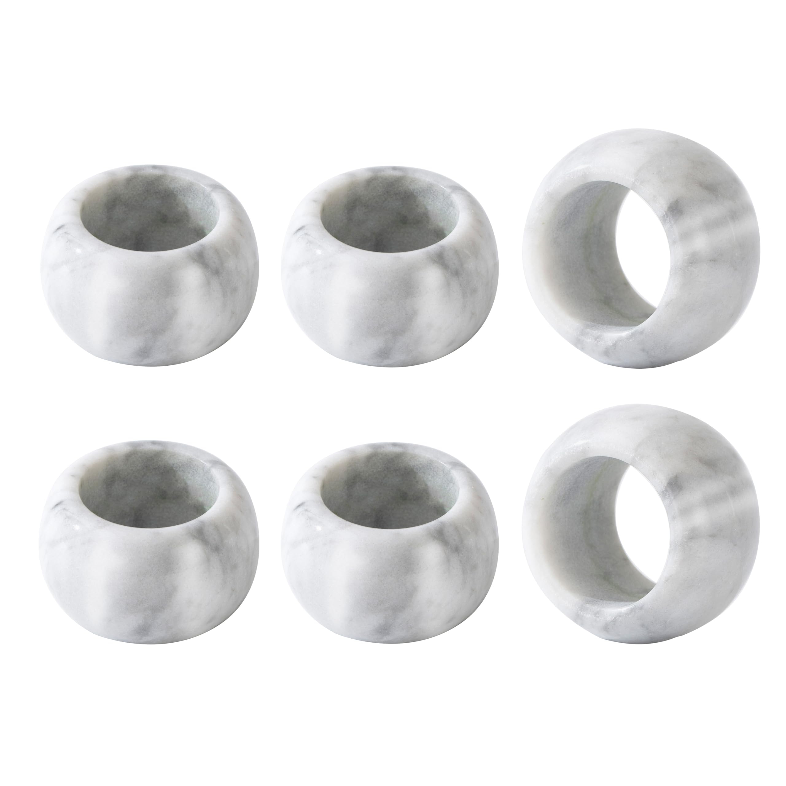 Marble Napkin Rings Set of 6 Decorative Modern Napkin Rings Holder for Kitchen Dining Table Countertops Cute Home Kitchen Decor Rings Uniquely Displays (White&Grey)