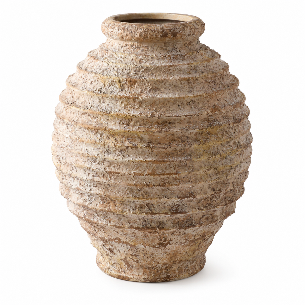 Antique-Inspired Textured Stoneware Vase