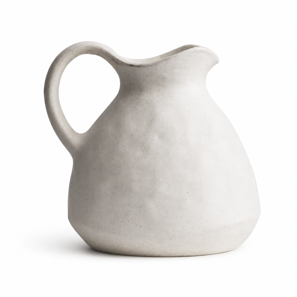 Minimalist White Ceramic Pitcher Vase
