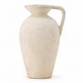 Rustic Off-White Ceramic Vase with Handle