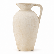 Rustic Off-White Ceramic Vase with Handle