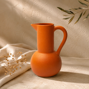 Burnt Orange Ceramic Pitcher Vase