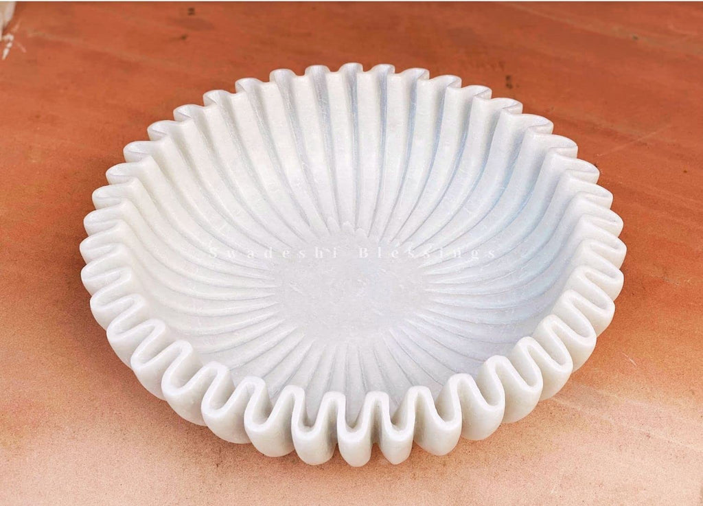 HandCrafted Marble Ruffle Bowl (10 inches)