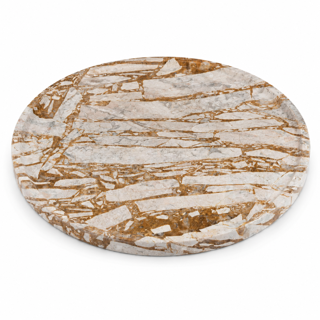 Round Natural Marble Vanity Tray, 14 Inch