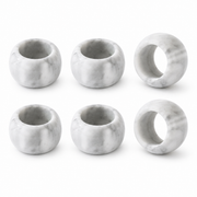 White & Gray Marble Napkin Rings, Set of 6