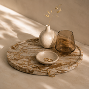 Round Natural Marble Vanity Tray, 14 Inch