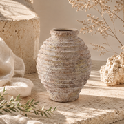 Antique-Inspired Textured Stoneware Vase