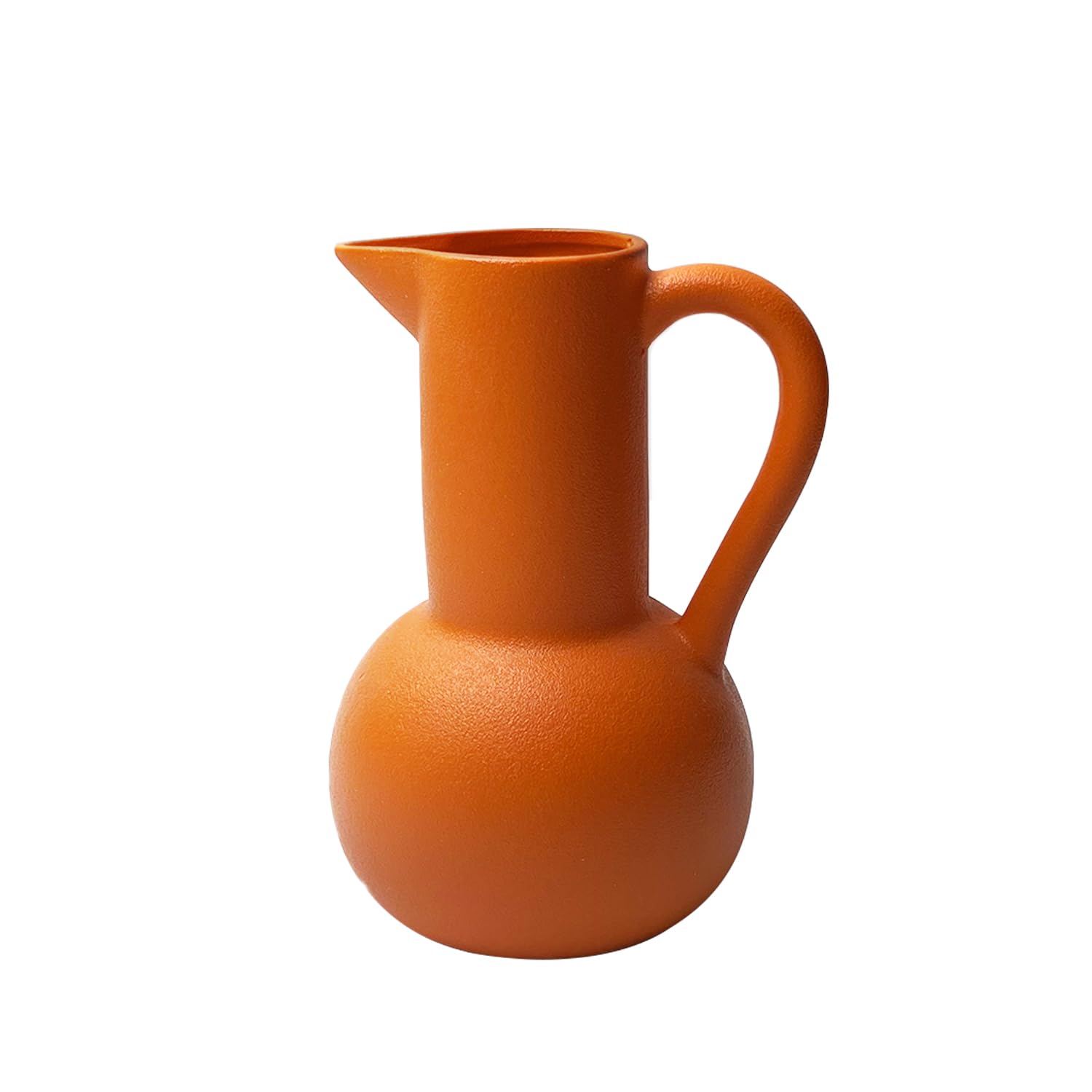LIZOFER Modern Ceramic Vase with Handle for Living Room Bedroom 7.87 Orange Minimalist Unique Creative for Home Decor Office Centerpieces Rustic Farmhouse Nordic Style Gift for Flower Fake Plant