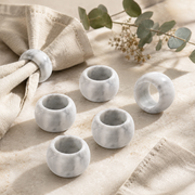 White & Gray Marble Napkin Rings, Set of 6