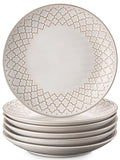 Lead-Free Dinner Plate Set of 6 8.8-inch Ceramic Plates Set Relief and Glazed with Specks Serving Dishes Versatile Plates for Salad Dessert Microwave Safe Housewarming and Wedding Gift