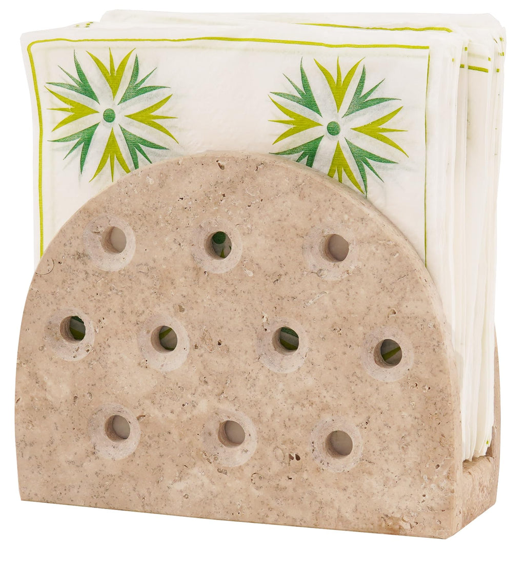 Speshstone Napkin Holder Travertine Handmade Napkin Holder For Table - Napkin Holder for Paper Napkins Cocktail Napkin Holder Tissue Holder & Paper Napkin Storage