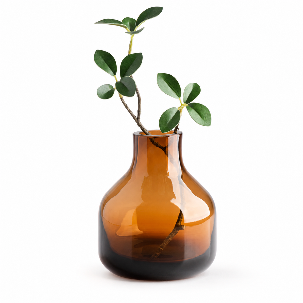 Handblown Amber Glass Bud Vase, 5 Inch