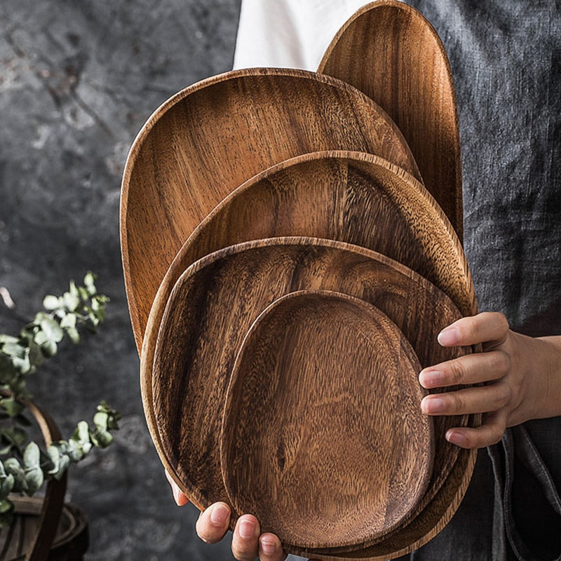 Irregular Solid Wood Plate for Nuts and Snacks
