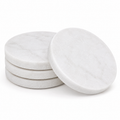 Natural White Marble Coasters, Set of 4