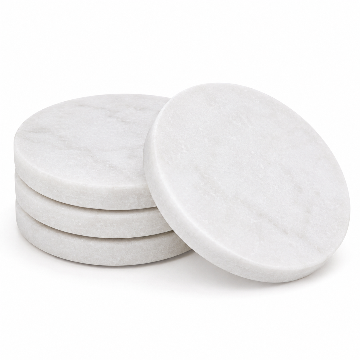 Natural White Marble Coasters, Set of 4