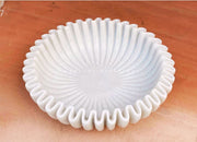 Handcrafted Makrana Marble Ruffle Bowl, 10 Inch