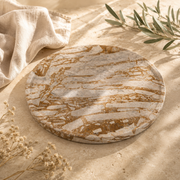 Round Natural Marble Vanity Tray, 14 Inch