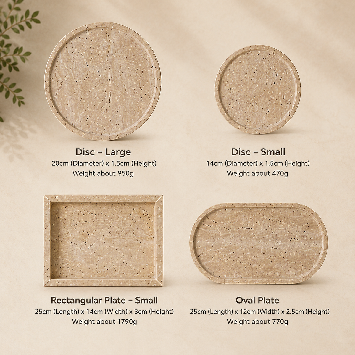 Travertine Dining & Display Tray Collection